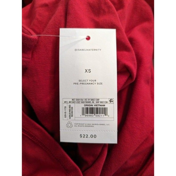 Isabel Maternity Bodycon V-Neck Maternity Dress Red - Picture 6 of 8